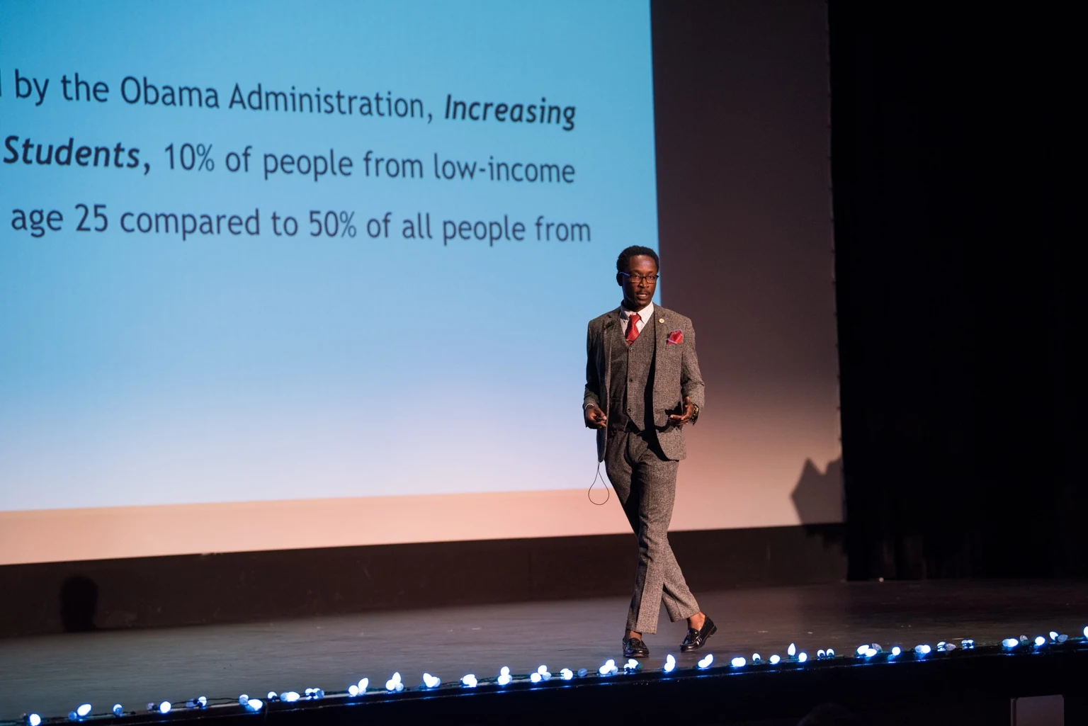 Rick Tamno delivering his TEDx talk on college access for low-income students