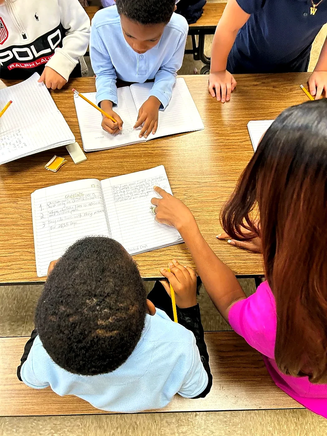 Children writing