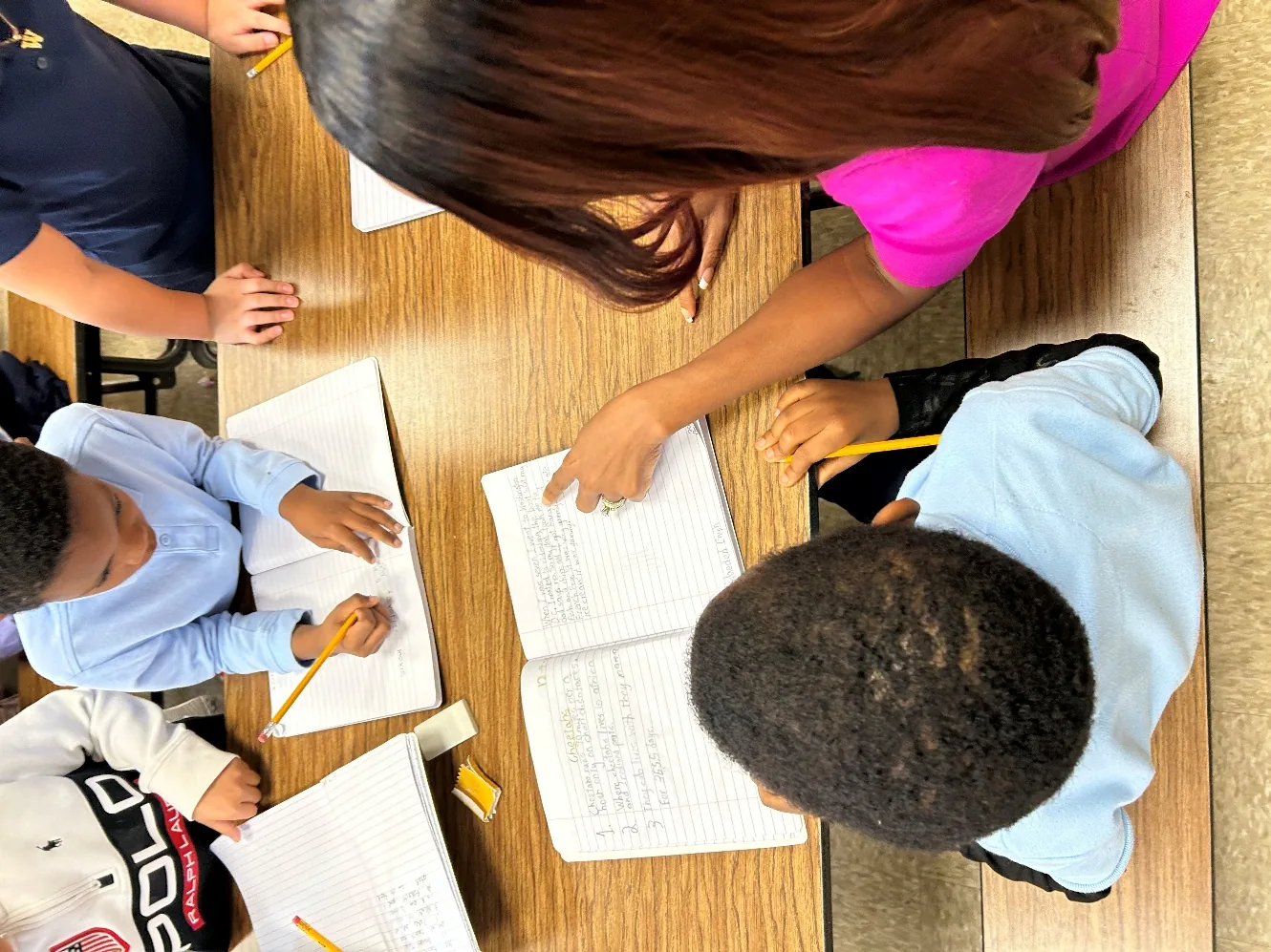 Children writing
