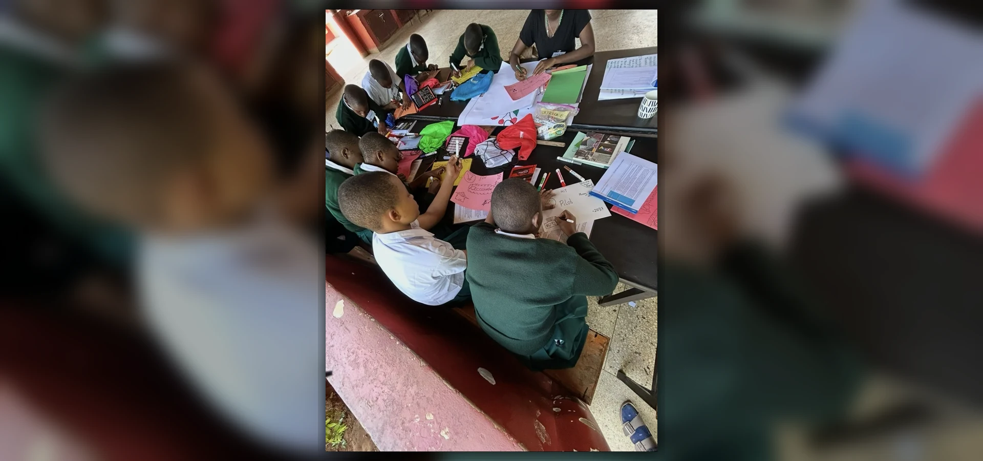 Students working together during a guided literacy and authorship workshop